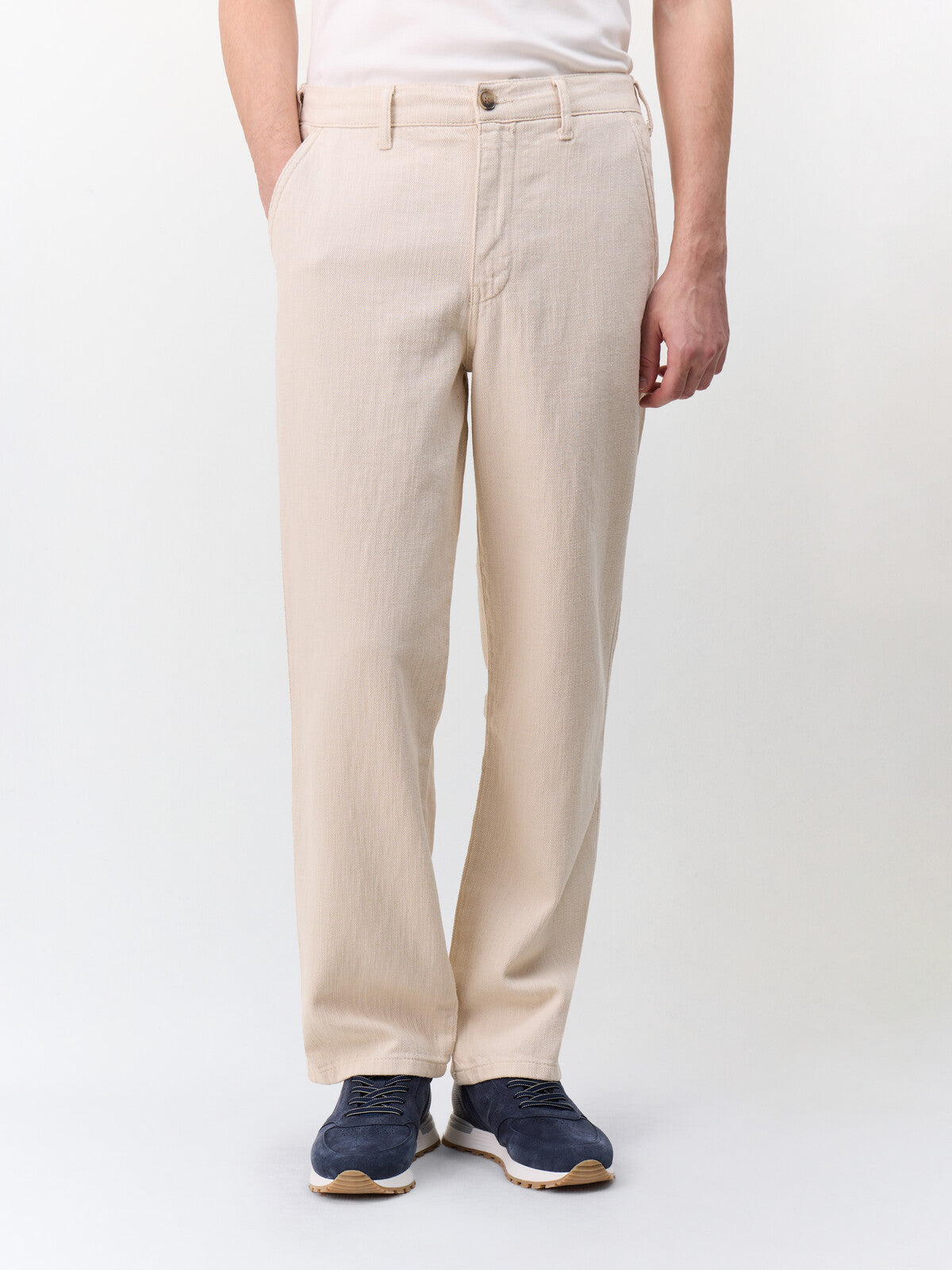 Chino Slack Regular En Coton Beige