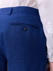 Pantalon Coordonnable Slim En Lin Bleu Indigo