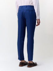 Pantalon Coordonnable Slim En Lin Bleu Indigo