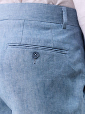 Pantalon Coordonnable Slim En Lin Bleu Jeans
