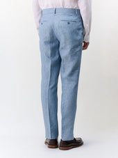 Pantalon Coordonnable Slim En Lin Bleu Jeans