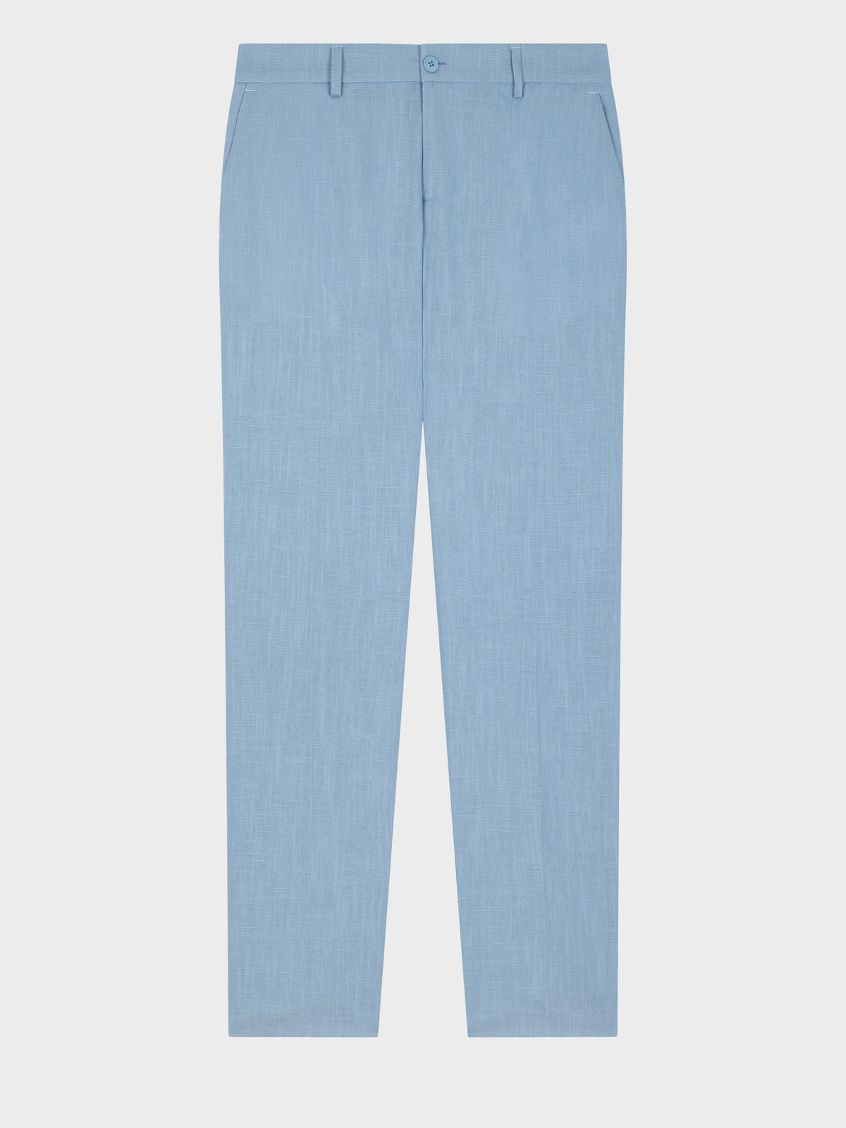Pantalon Coordonnable Slim En Lin Et Coton Bleu Jeans