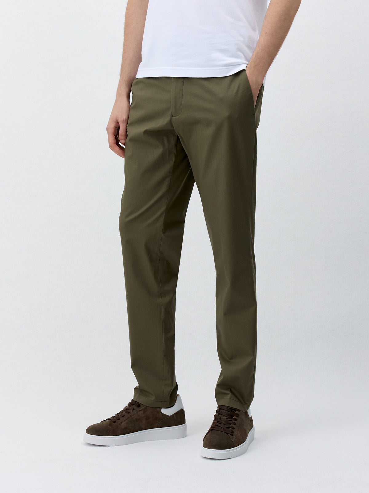 Pantalon Coordonnable Slim En Coton Stretch Kaki