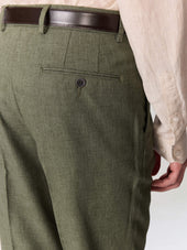 Pantalon Coordonnable Slim En Coton Et Lin Kaki