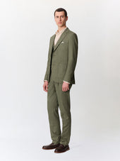 Pantalon Coordonnable Slim En Coton Et Lin Kaki