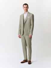 Pantalon Coordonnable Slim En Lin Kaki