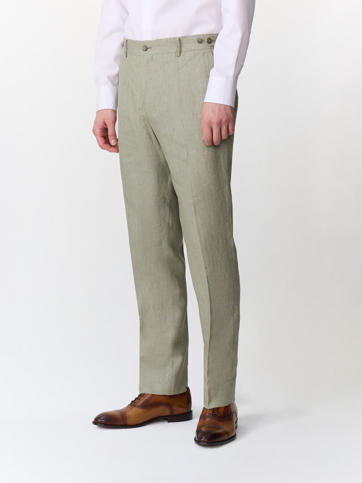 Pantalon Coordonnable Slim En Lin Kaki