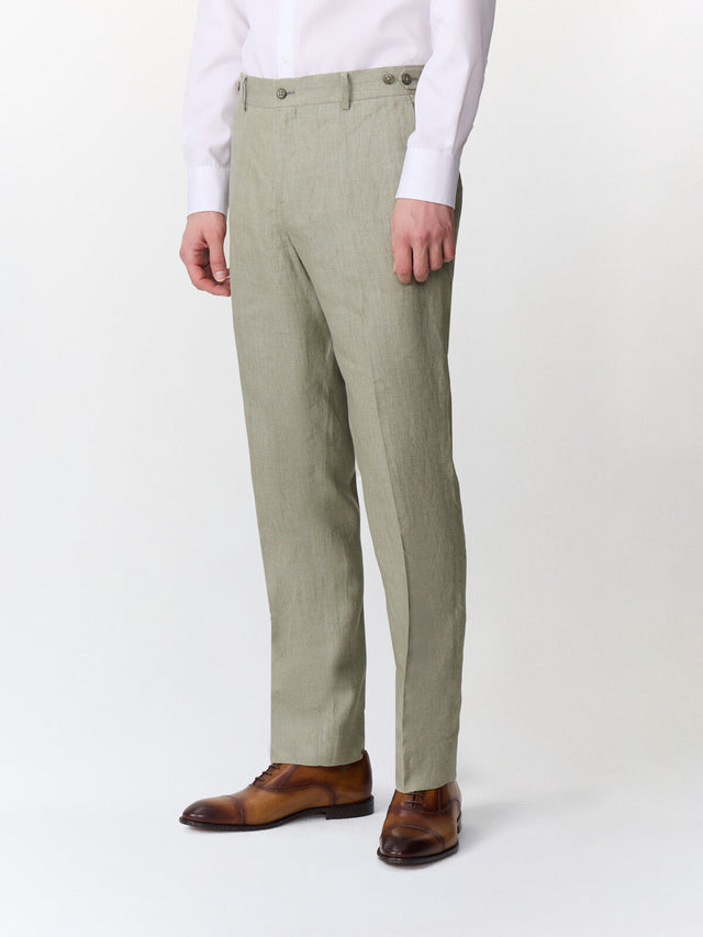 Pantalon coordonnable slim en lin kaki