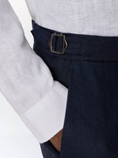Pantalon Coordonnable Slim En Lin M Lang Bleu Marine