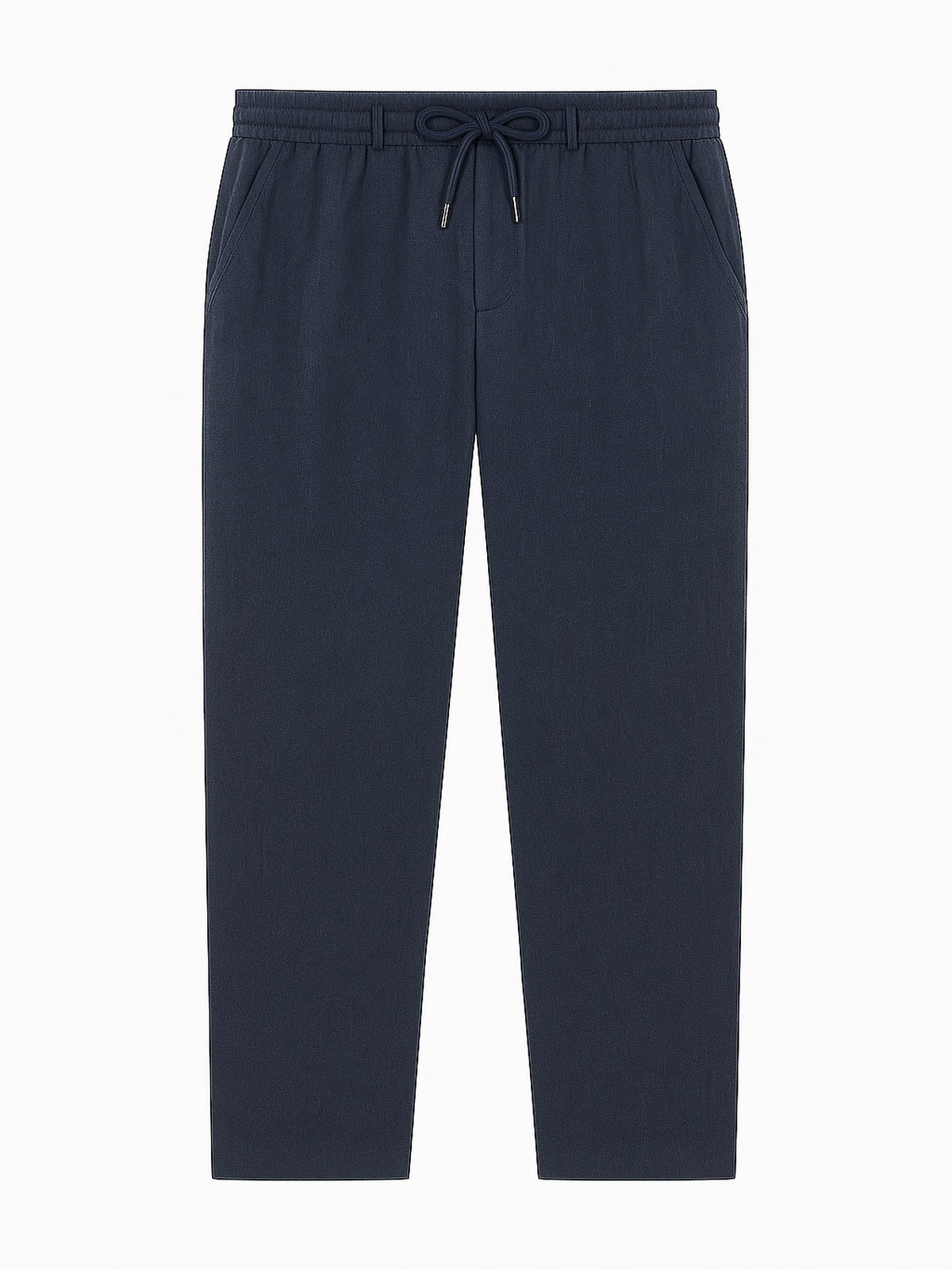 Pantalon Casual Regular En Lin Bleu Marine