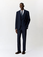 Pantalon Coordonnable Slim En Lin M Lang Bleu Marine