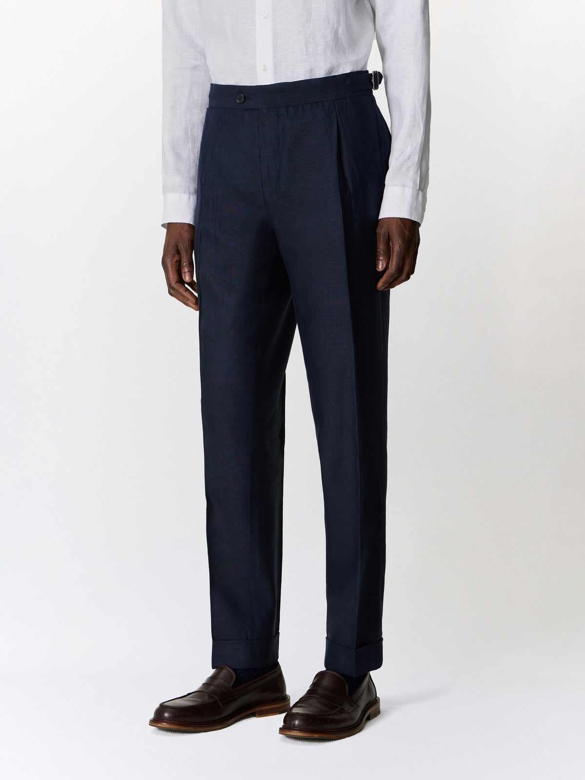 Pantalon Coordonnable Slim En Lin M Lang Bleu Marine