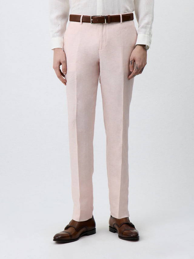 Pantalon coordonnable Slim en lin rose