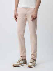 Chino slack slim en coton stretch rose