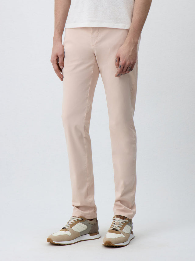 Chino slack slim en coton stretch rose