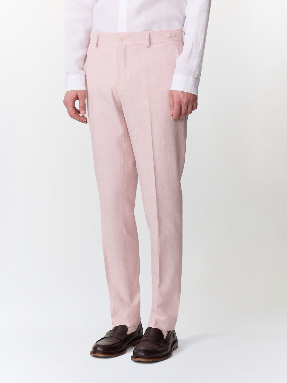 Pantalon Coordonnable Slim En Coton Et Lin P Le