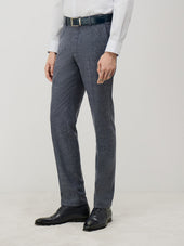 Pantalon coordonnable Slim en laine mélangée bleu turquin Prince de Galles