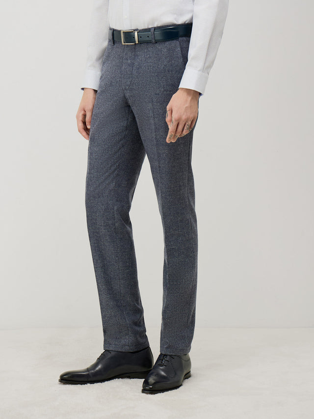 Pantalon coordonnable Slim en laine mélangée bleu turquin Prince de Galles