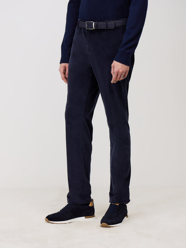 Pantalon coordonnable Slim en velours côtelé bleu marine