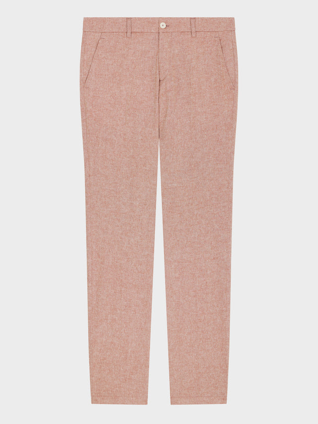 Pantalon coordonnable Slim en coton et lin unis terracotta