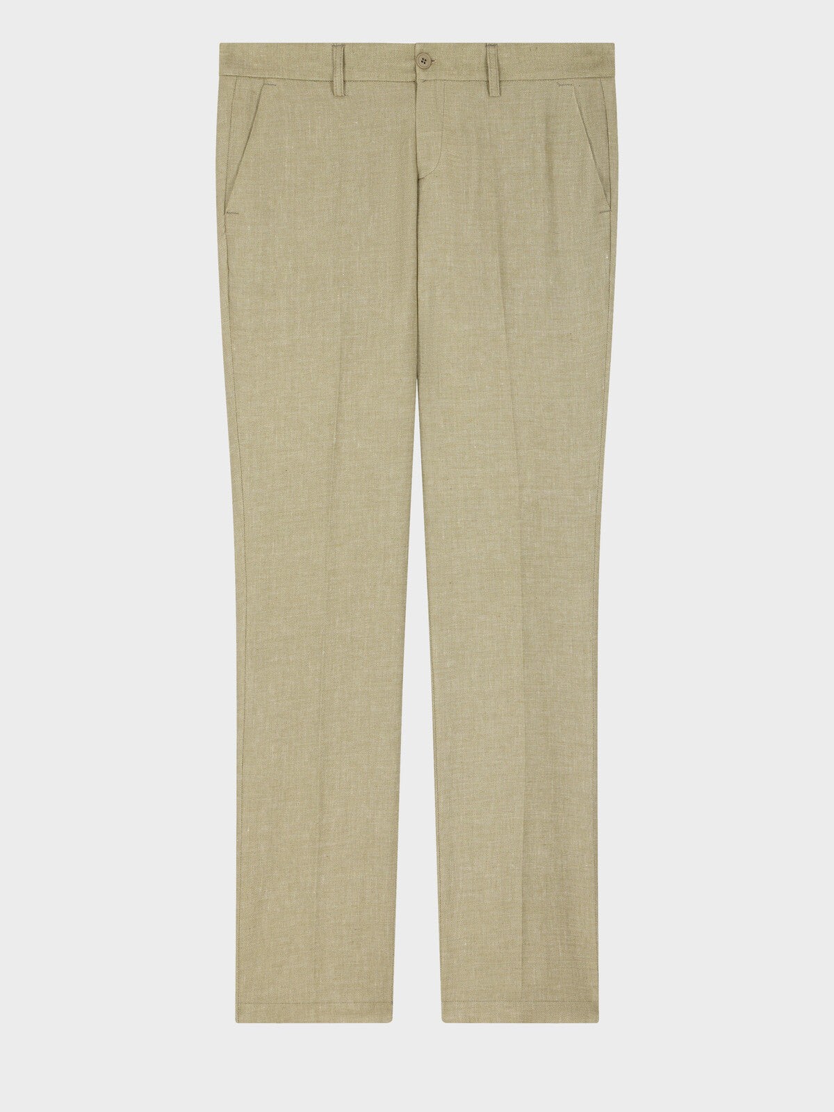Pantalon Coordonnable Slim En Lin Et Coton Vert D Eau