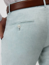 Pantalon Coordonnable Slim En Lin Vert D Eau