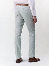 Pantalon Coordonnable Slim En Coton Et Lin Vert D Eau