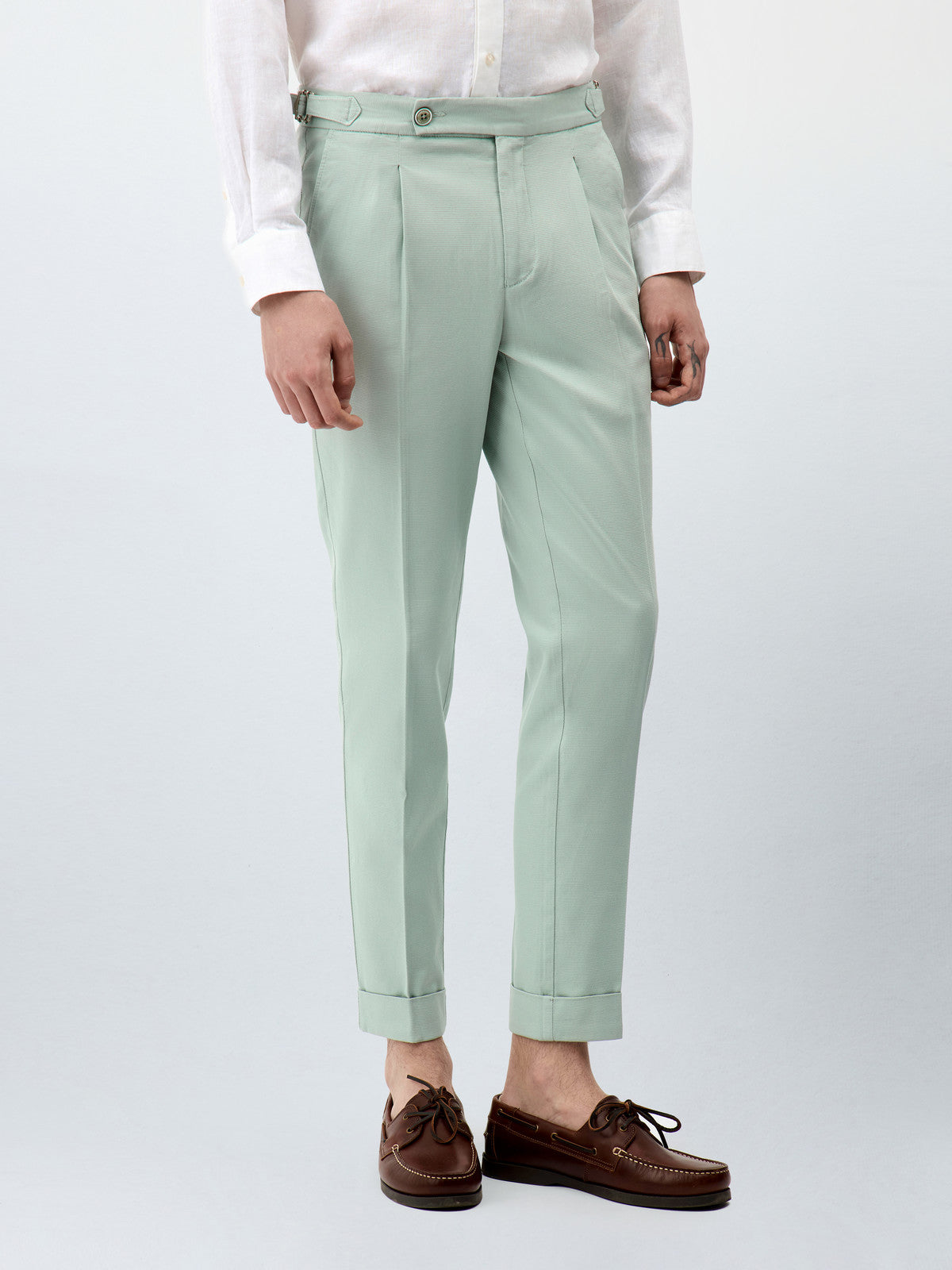 Chino Slack Slim En Coton Stretch 7 8 Vert D Eau
