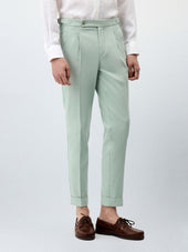 Chino slack slim en coton stretch 7/8 vert d'eau