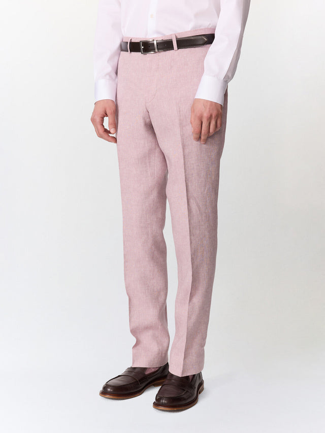 Pantalon coordonnable slim en lin violet