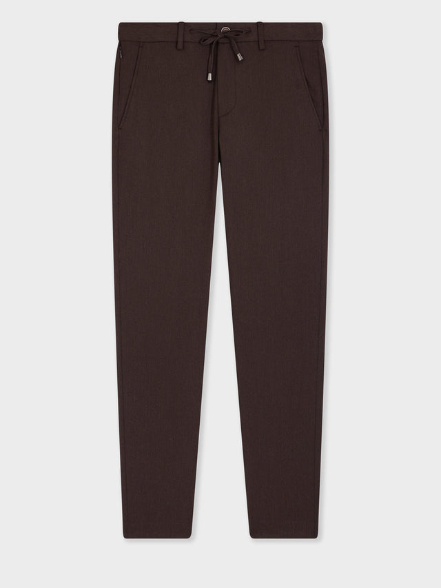 Pantalon casual slack slim marron foncé