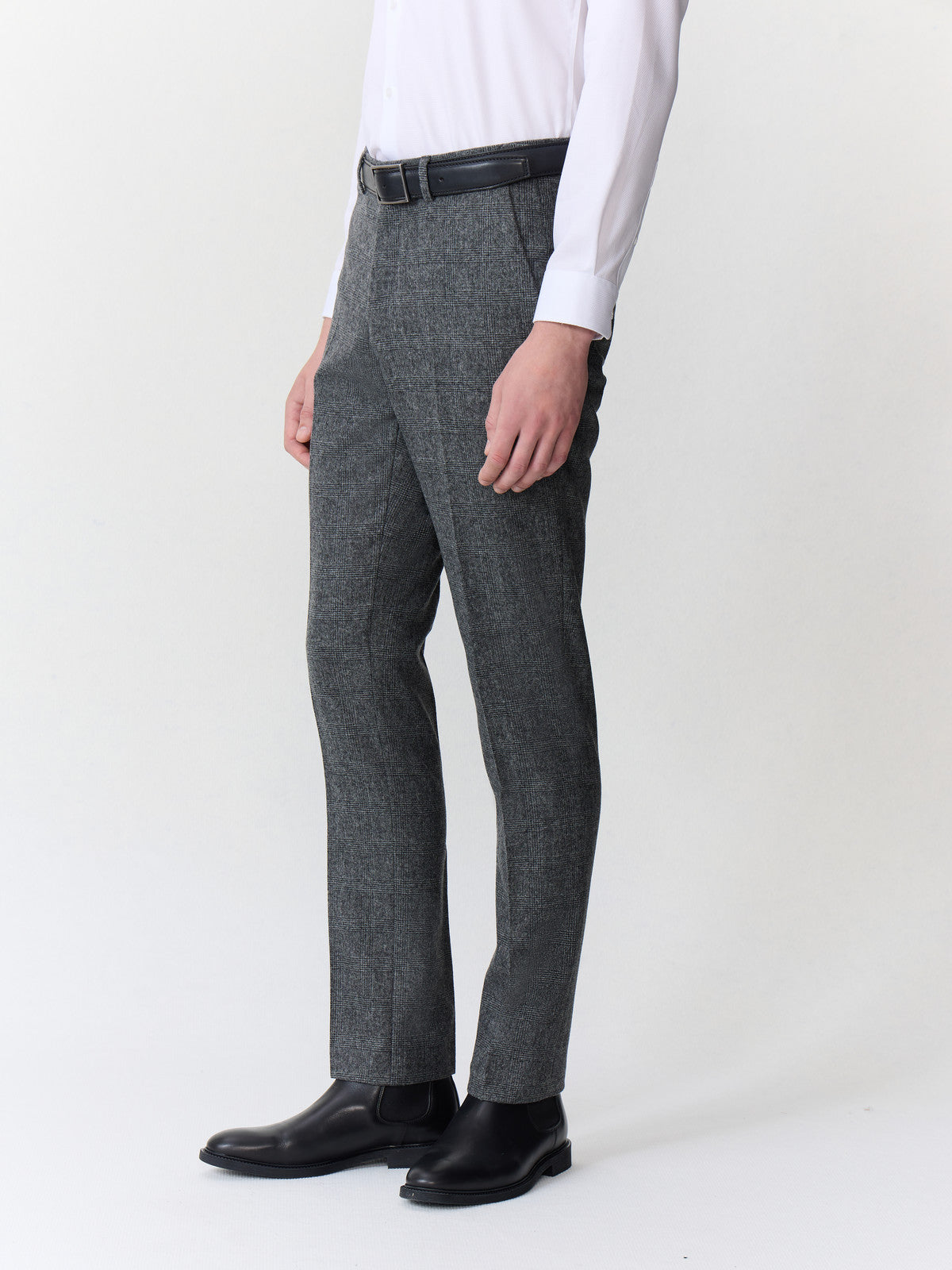 Pantalon Coordonnable Slim En Laine M Lang E Anthracite Prince De Galles