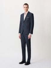 Pantalon Coordonnable Slim En Laine M Lang E Bleu Indigo Prince De Galles