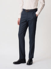 Pantalon coordonnable slim en laine mélangée bleu indigo Prince de Galles