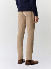 Pantalon Regular En Velours C Tel Beige