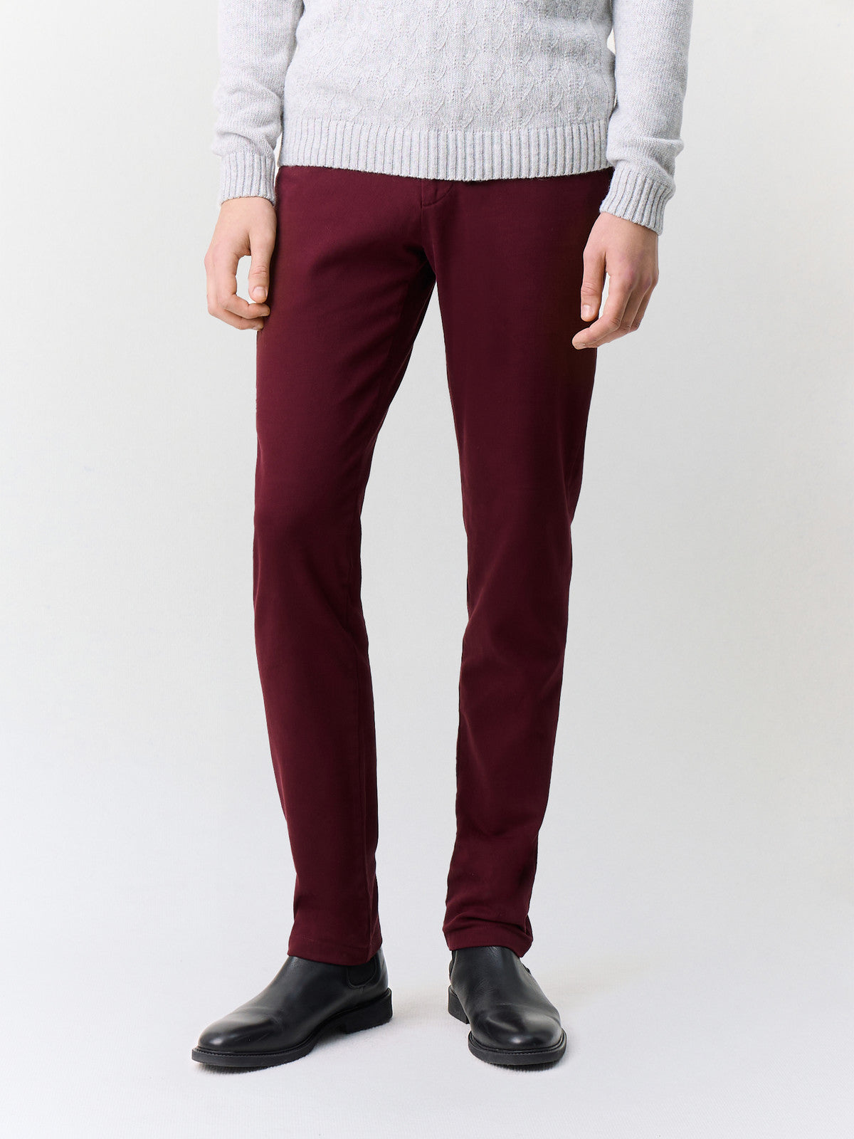 Chino Slack Regular En Coton Stretch Bordeaux