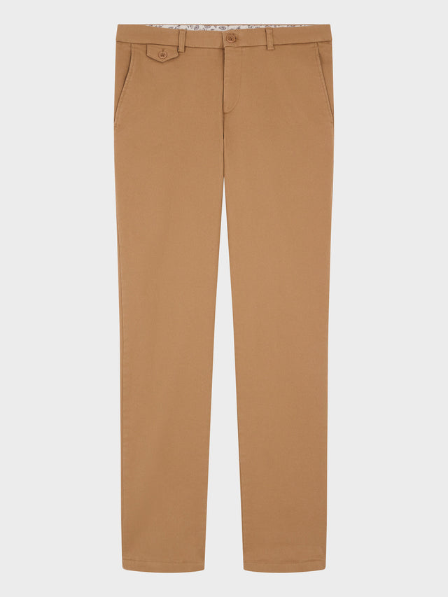 Chino slack regular en coton stretch camel