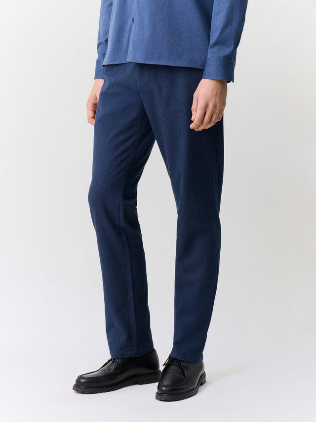 Chino slack regular en coton stretch bleu indigo
