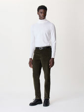 Pantalon Regular En Velours C Tel Kaki