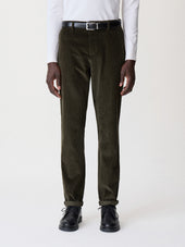 Pantalon regular en velours côtelé kaki