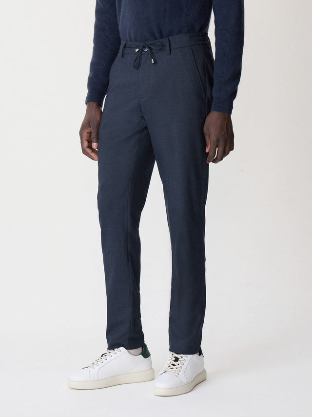 Pantalon casual slack regular bleu marine