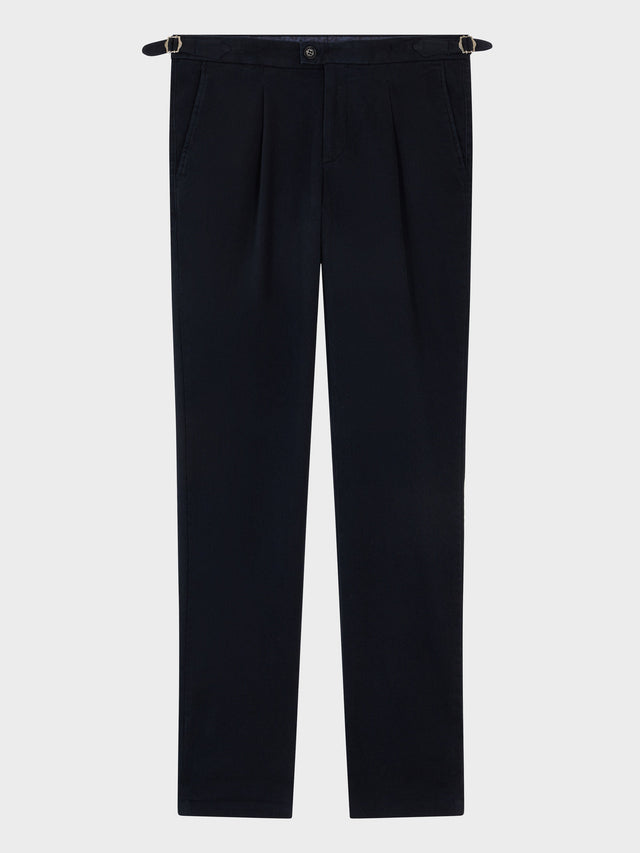 Chino slack regular en coton stretch bleu marine