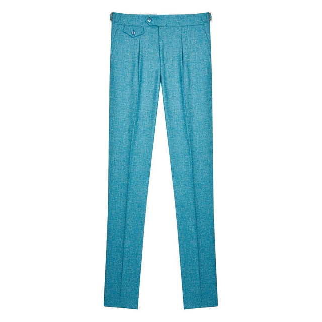 Pantalon en laine chambray bleu