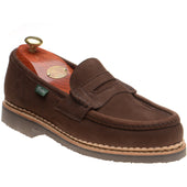 Paraboot Nantes mens rubber-soled loafers in taurillon nubuck chocolate