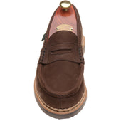 Paraboot Nantes mens rubber-soled loafers in taurillon nubuck chocolate