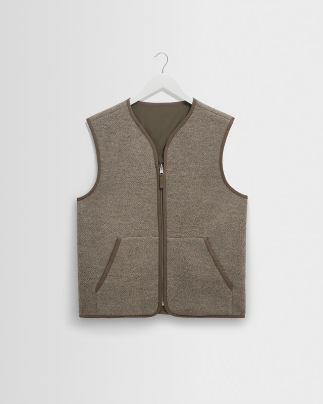 Paragon - Natural Reversible Nylon And Wool Gilet