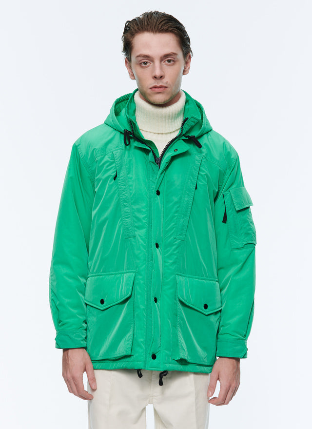 Green water-repellent canvas parka