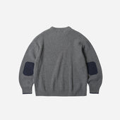 Patch Round Pullover Knit Grey