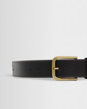Paton Dark Brown Embroidered Leather Belt