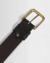 Paton Dark Brown Embroidered Leather Belt